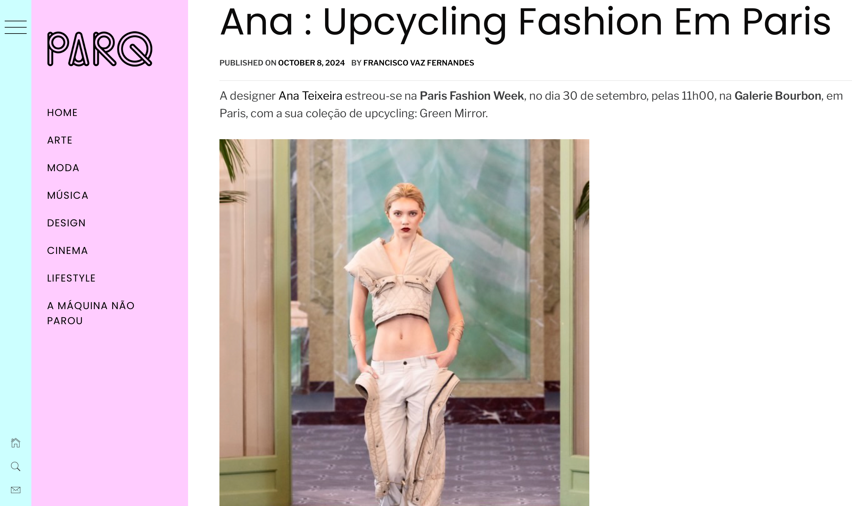 PARQ Magazine - Ana : Upcycling Fashion Em Paris